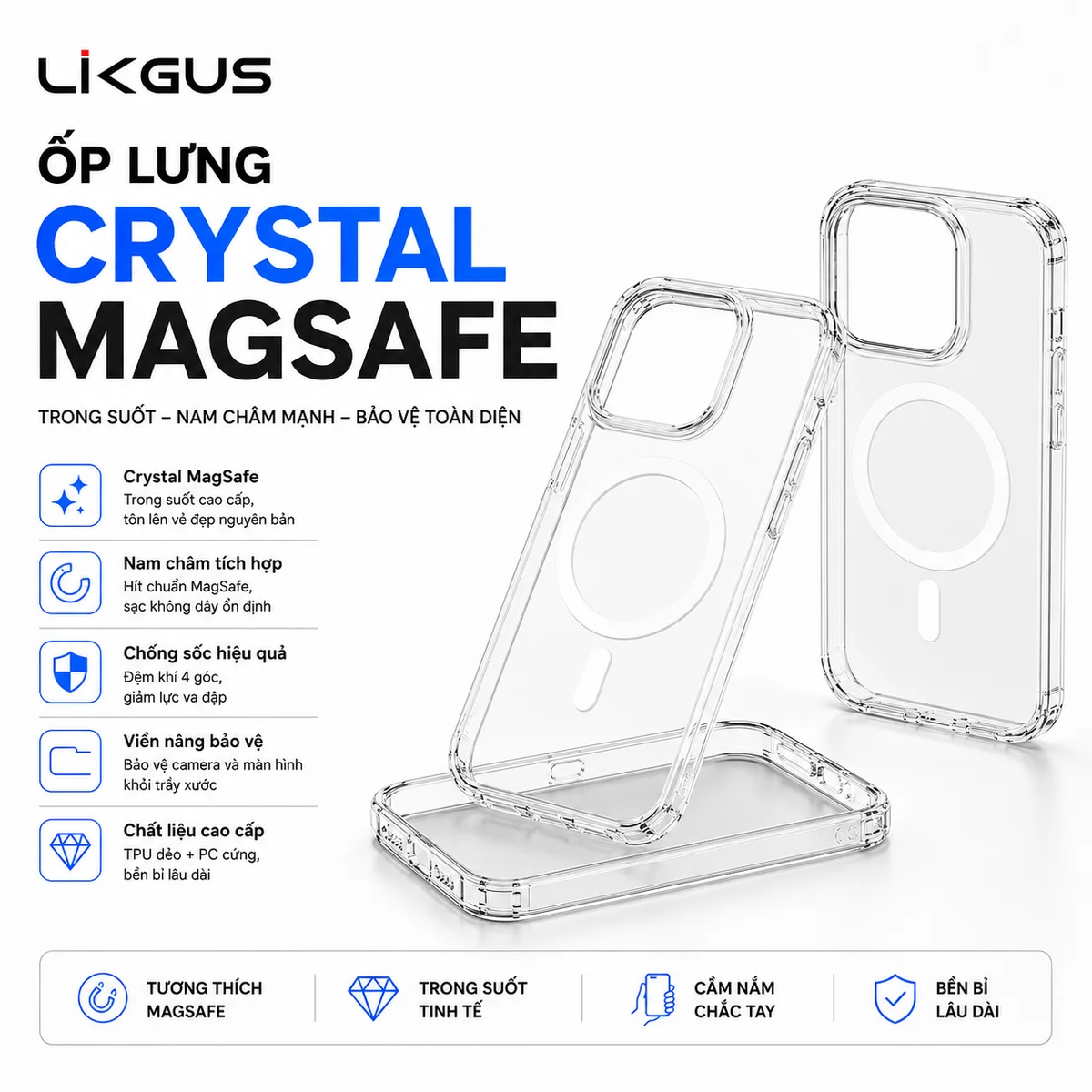 Ốp Lưng Likgus Crystal Magsafe dành cho iPhone