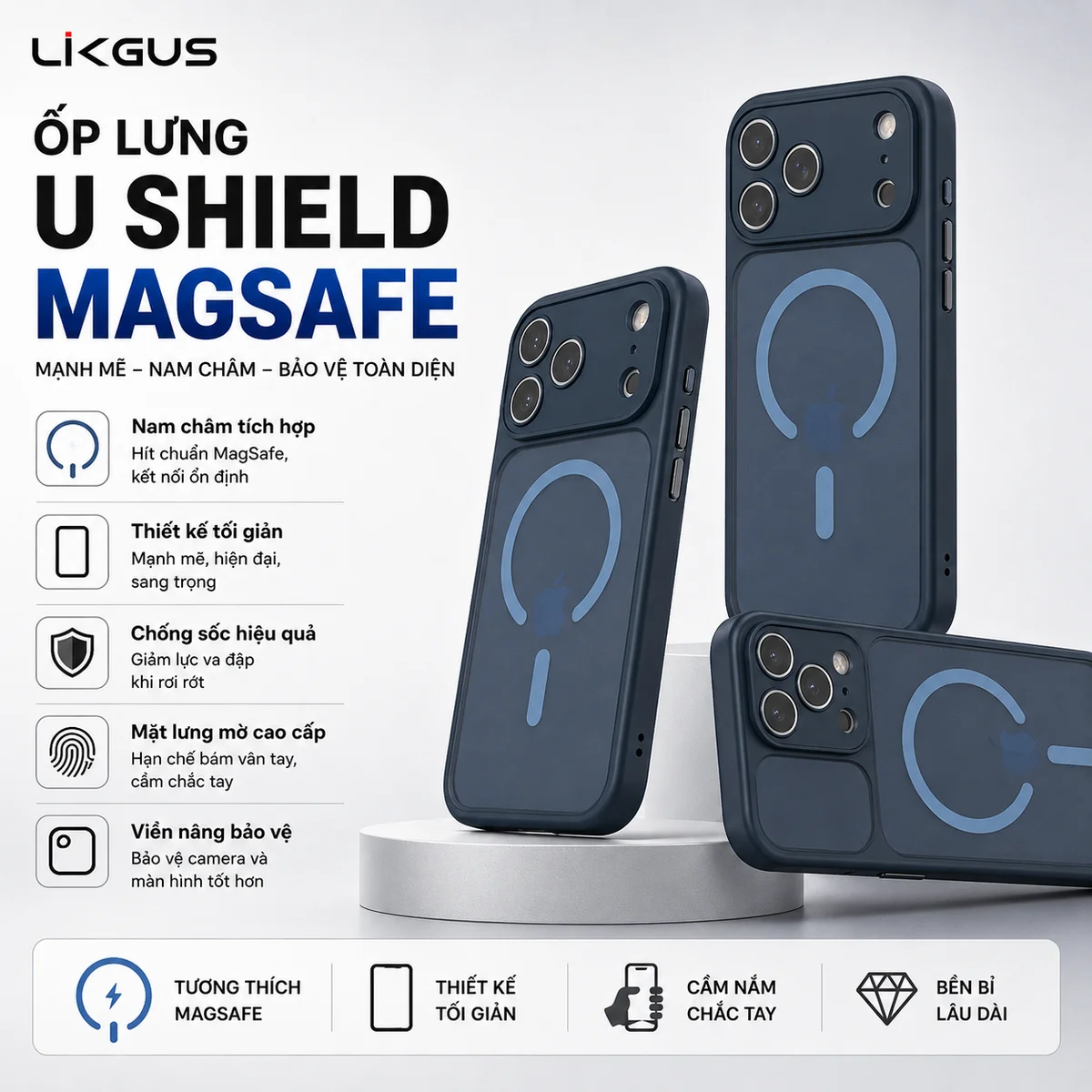 Ốp Lưng Chống Sốc Likgus U Shield Magsafe