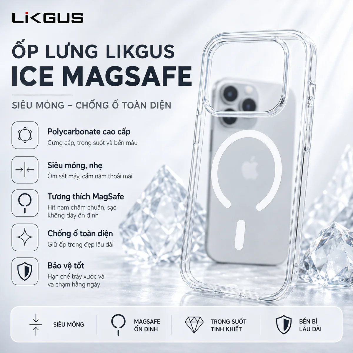 Ốp Lưng Likgus Ice Magsafe dành cho iPhone